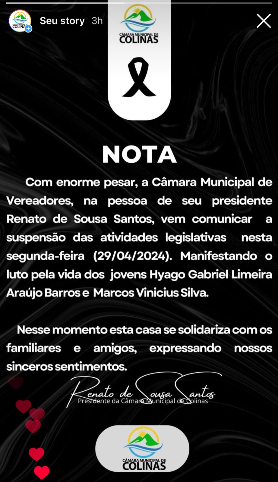 Nota de Cancelamento de Sessão