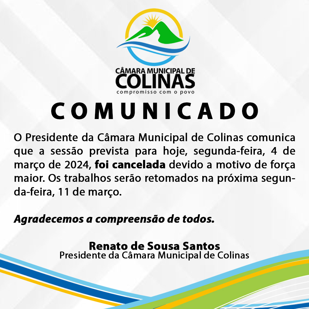 COMUNICADO DE CANCELAMENTO DE SESSÃO